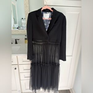 Anthropologie Black Sheer Long Sleeve Dress